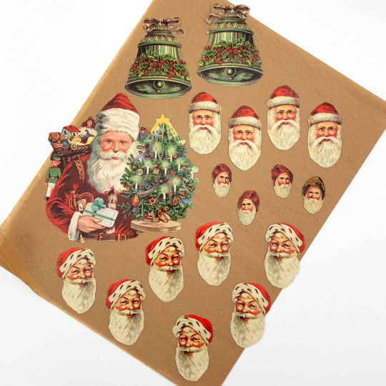 Santa Scrap Faces Loose Christmas Paper Scrap Pack